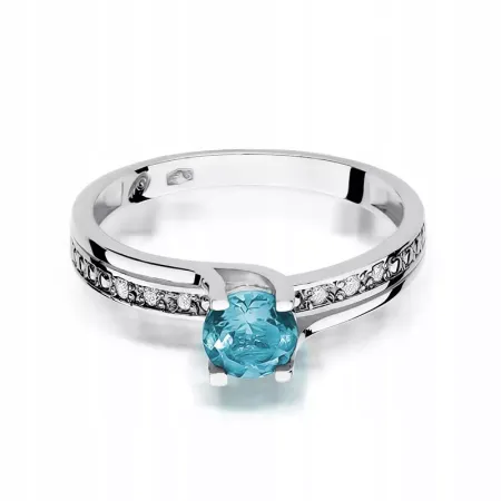 Pierścionek Zaręczynowy Topaz Diamenty 585 Grawer Pierścionek Zaręczynowy Topaz Diamenty 585 Grawer