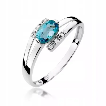 Złoty Pierścionek Topaz Diamenty Próba 585 Grawer Złoty Pierścionek Topaz Diamenty Próba 585 Grawer