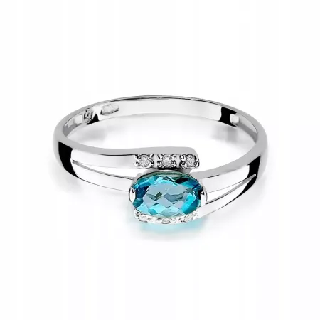Złoty Pierścionek Topaz Diamenty Próba 585 Grawer Złoty Pierścionek Topaz Diamenty Próba 585 Grawer