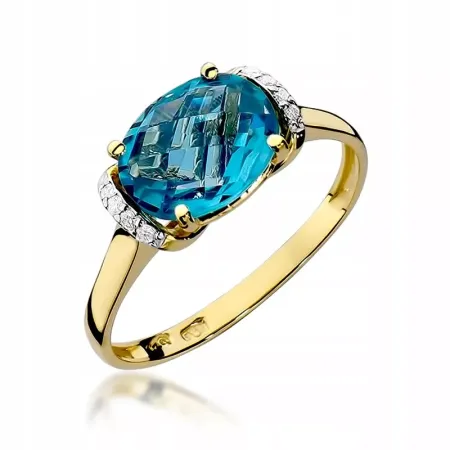 Pierścionek 585 Białe Złoto Topaz 1,70ct Diamenty Pierścionek 585 Białe Złoto Topaz 1,70ct Diamenty