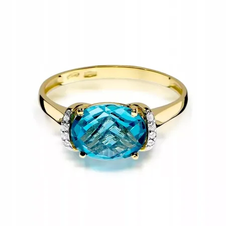 Pierścionek 585 Białe Złoto Topaz 1,70ct Diamenty Pierścionek 585 Białe Złoto Topaz 1,70ct Diamenty