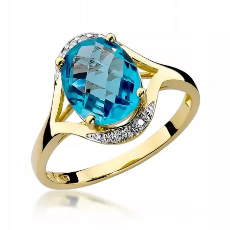 Pierścionek Białe Złoto Topaz 3,00ct i Diamenty