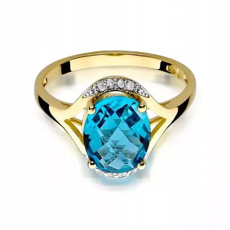 Pierścionek Białe Złoto Topaz 3,00ct i Diamenty