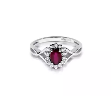 Złoty Pierścionek Rubin 0,60 ct Brylanty 585Grawer