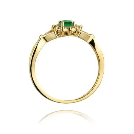 Złoty 585 Pierścionek Szmaragd 0.40ct Diamenty Złoty 585 Pierścionek Szmaragd 0.40ct Diamenty