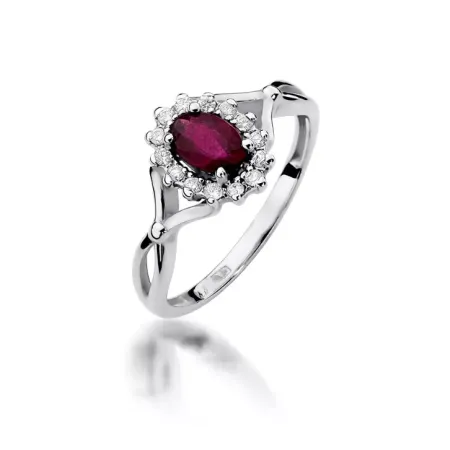 Pierścionek Białe Złoto Rubin 0,60 ct Brylanty 585 Pierścionek Białe Złoto Rubin 0,60 ct Brylanty 585