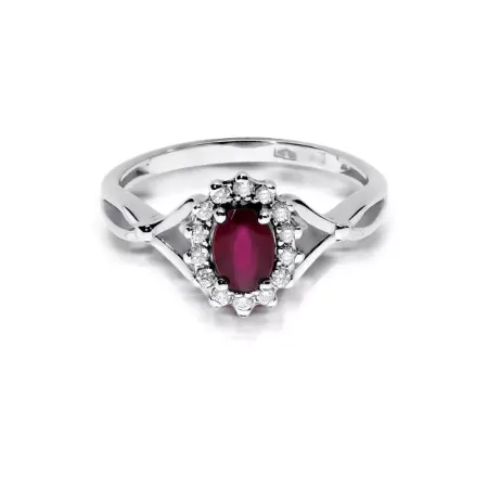 Pierścionek Białe Złoto Rubin 0,60 ct Brylanty 585 Pierścionek Białe Złoto Rubin 0,60 ct Brylanty 585