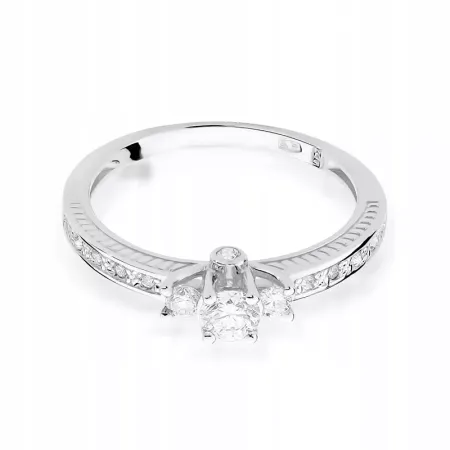 Pierścionek 585 Białe Złoto Brylanty 0,42ct Grawer Pierścionek 585 Białe Złoto Brylanty 0,42ct Grawer
