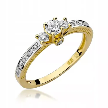 Pierścionek 585 Białe Złoto Brylanty 0,42ct Grawer Pierścionek 585 Białe Złoto Brylanty 0,42ct Grawer
