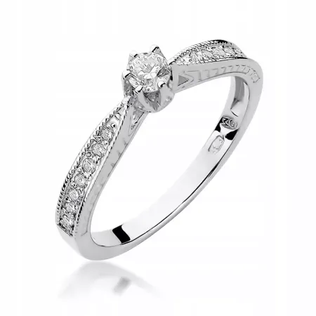 Złoty Pierścionek 585 Brylanty 0,30ct Grawer