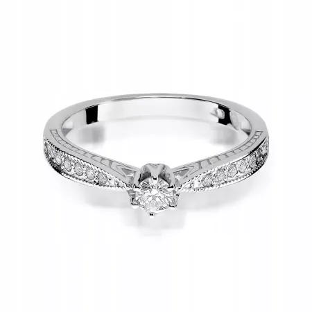 Złoty Pierścionek 585 Brylanty 0,30ct Grawer