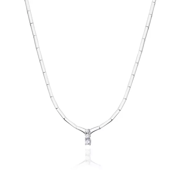 Elegancki 585 Naszyjnik Brylant Białe Złoto 0,26ct