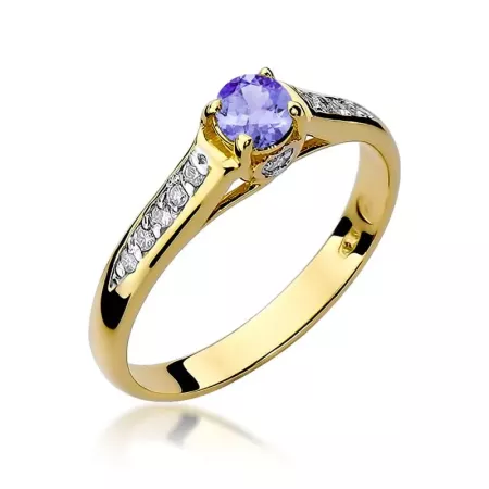 Złoty Elegancki Pierścionek 585 Tanzanit 0.35 ct Złoty Elegancki Pierścionek 585 Tanzanit 0.35 ct