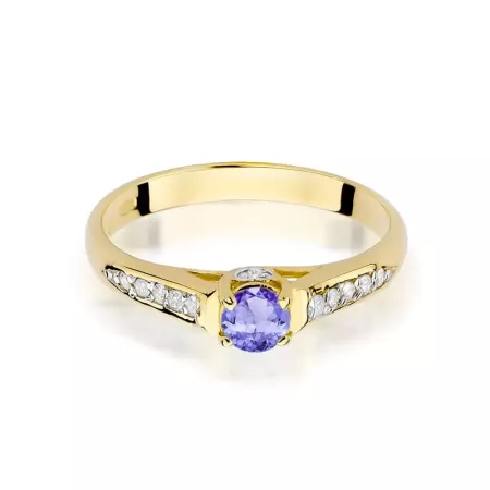 Złoty Elegancki Pierścionek 585 Tanzanit 0.35 ct Złoty Elegancki Pierścionek 585 Tanzanit 0.35 ct