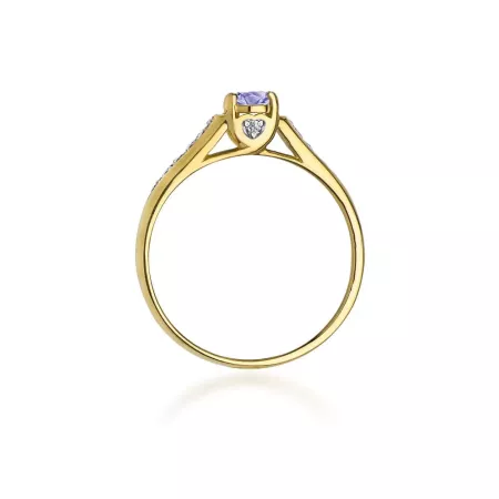 Złoty Elegancki Pierścionek 585 Tanzanit 0.35 ct Złoty Elegancki Pierścionek 585 Tanzanit 0.35 ct