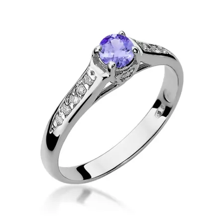 Złoty Elegancki Pierścionek 585 Tanzanit 0.35 ct Złoty Elegancki Pierścionek 585 Tanzanit 0.35 ct