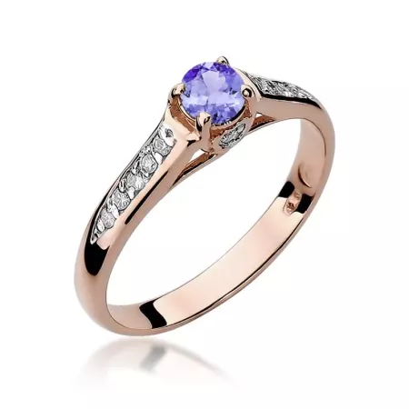 Złoty Elegancki Pierścionek 585 Tanzanit 0.35 ct Złoty Elegancki Pierścionek 585 Tanzanit 0.35 ct
