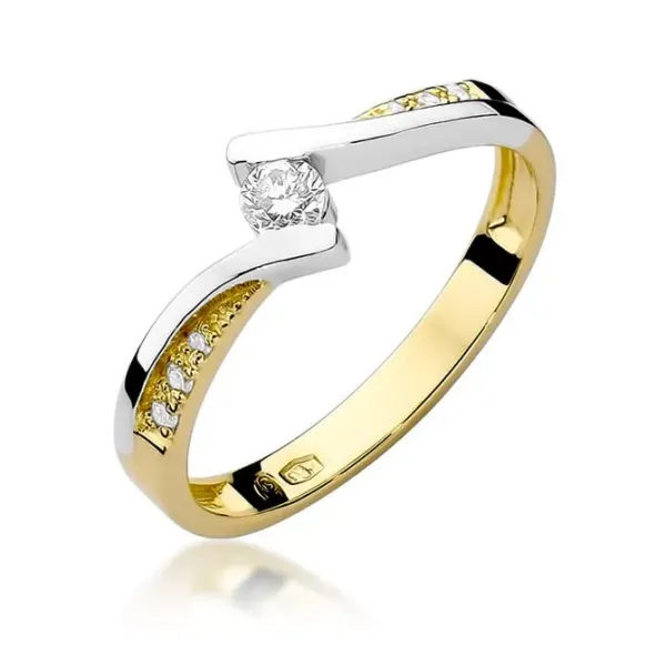 Złoty 585 Pierścionek Brylanty 0,16ct