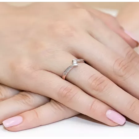 Złoty 585 Pierścionek Brylanty 0,16ct Różowe Złoto Złoty 585 Pierścionek Brylanty 0,16ct Różowe Złoto