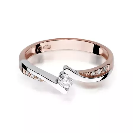 Złoty 585 Pierścionek Brylanty 0,16ct Różowe Złoto Złoty 585 Pierścionek Brylanty 0,16ct Różowe Złoto