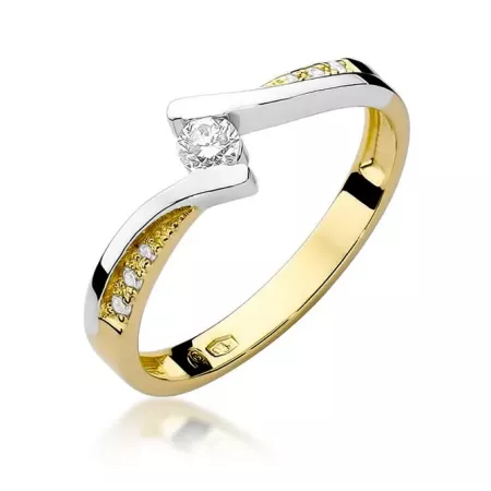 Złoty 585 Pierścionek Brylanty 0,16ct Różowe Złoto Złoty 585 Pierścionek Brylanty 0,16ct Różowe Złoto