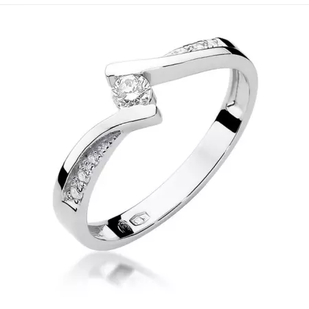 Złoty 585 Pierścionek Brylanty 0,16ct Różowe Złoto Złoty 585 Pierścionek Brylanty 0,16ct Różowe Złoto
