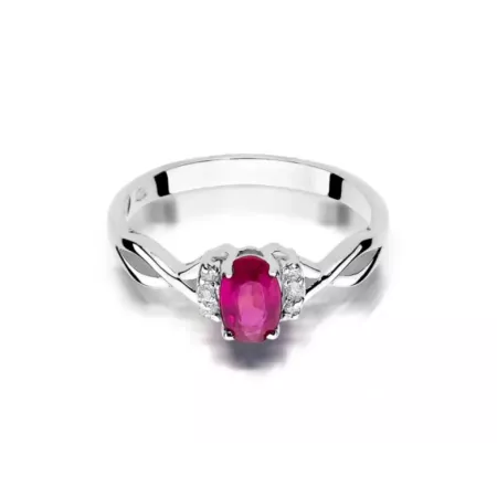Złoty Elegancki Pierścionek Rubin 0,60ct Brylanty Złoty Elegancki Pierścionek Rubin 0,60ct Brylanty
