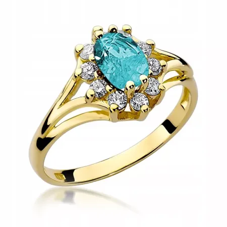 Pierścionek 585 Białe Złoto Topaz 0,90ct Brylanty Pierścionek 585 Białe Złoto Topaz 0,90ct Brylanty