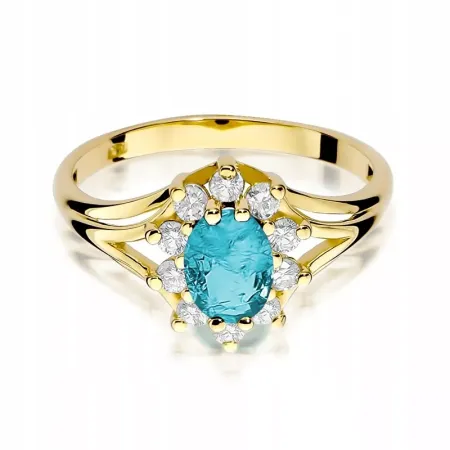 Pierścionek 585 Białe Złoto Topaz 0,90ct Brylanty Pierścionek 585 Białe Złoto Topaz 0,90ct Brylanty