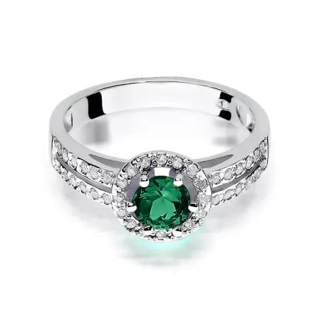 Pierścionek Szmaragd Diamenty Białe Złoto pr 585 Pierścionek Szmaragd Diamenty Białe Złoto pr 585