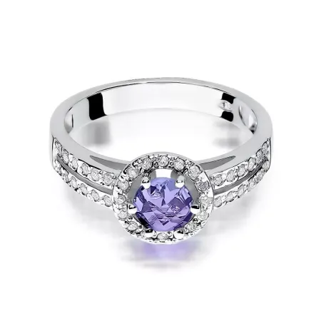 Pierścionek Ametyst Diamenty Białe Złoto pr 585 Pierścionek Ametyst Diamenty Białe Złoto pr 585