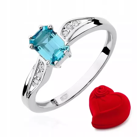 Pierścionek Białe Złoto Topaz Diamenty Próba 585 Pierścionek Białe Złoto Topaz Diamenty Próba 585