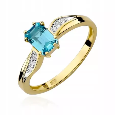 Pierścionek Białe Złoto Topaz Diamenty Próba 585 Pierścionek Białe Złoto Topaz Diamenty Próba 585