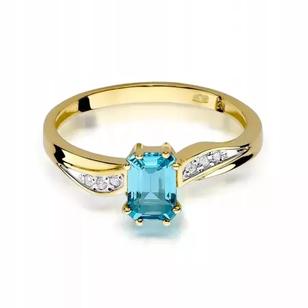 Pierścionek Białe Złoto Topaz Diamenty Próba 585 Pierścionek Białe Złoto Topaz Diamenty Próba 585