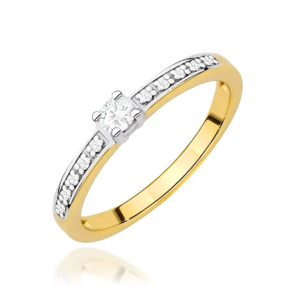 Złoty Pierścionek 585 Diament Laboratoryjny 0.08ct