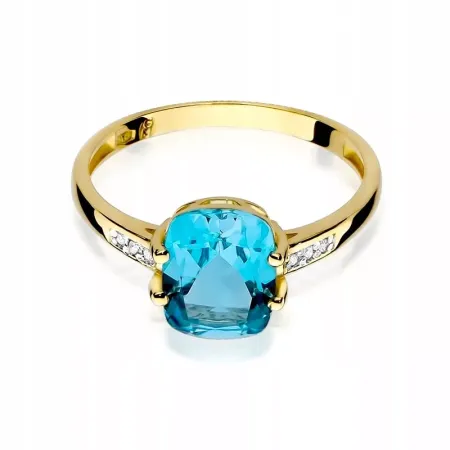 Złoty 585 Pierścionek Topaz 2,40ct i Brylanty Złoty 585 Pierścionek Topaz 2,40ct i Brylanty