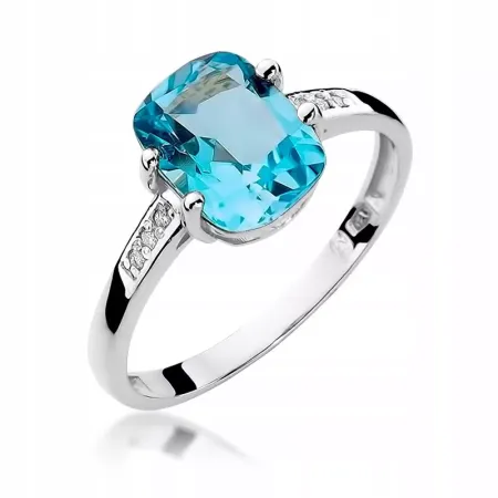 Złoty 585 Pierścionek Topaz 2,40ct i Brylanty Złoty 585 Pierścionek Topaz 2,40ct i Brylanty