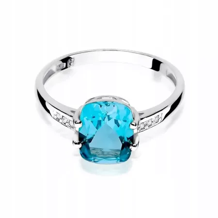 Złoty 585 Pierścionek Topaz 2,40ct i Brylanty Złoty 585 Pierścionek Topaz 2,40ct i Brylanty