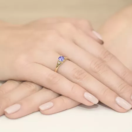 Pierścionek 14K Zaręczynowy Tanzanit Diamenty Pierścionek 14K Zaręczynowy Tanzanit Diamenty