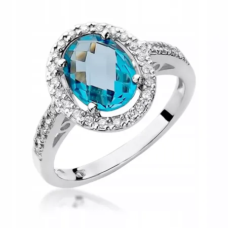 Złoty Pierścionek Topaz Brylanty Próba 585 Grawer Złoty Pierścionek Topaz Brylanty Próba 585 Grawer