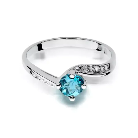 Pierścionek 14K Topaz Brylanty Białe Złoto Grawer Pierścionek 14K Topaz Brylanty Białe Złoto Grawer