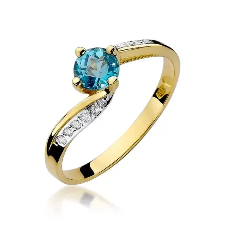 Pierścionek 14K Topaz Brylanty Białe Złoto Grawer Pierścionek 14K Topaz Brylanty Białe Złoto Grawer