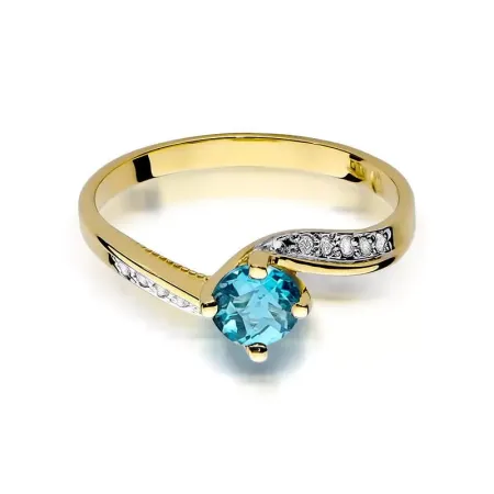 Pierścionek 14K Topaz Brylanty Białe Złoto Grawer Pierścionek 14K Topaz Brylanty Białe Złoto Grawer