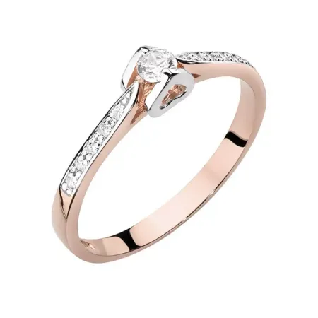 Złoty 585 Pierścionek Brylanty 0,15ct Białe Złoto Złoty 585 Pierścionek Brylanty 0,15ct Białe Złoto