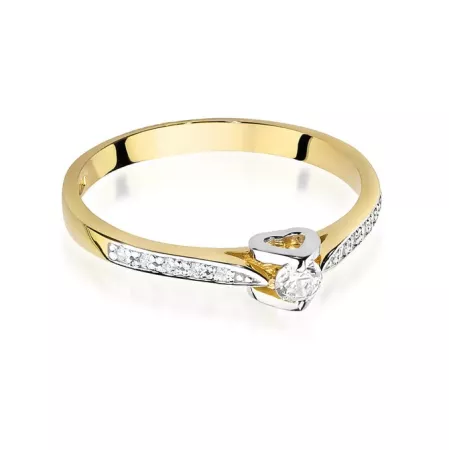 Złoty 585 Pierścionek Brylanty 0,15ct Elegancki Złoty 585 Pierścionek Brylanty 0,15ct Elegancki