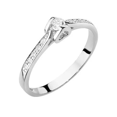 Złoty 585 Pierścionek Brylanty 0,15ct Elegancki Złoty 585 Pierścionek Brylanty 0,15ct Elegancki
