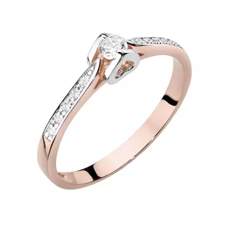 Złoty 585 Pierścionek Brylanty 0,15ct Elegancki Złoty 585 Pierścionek Brylanty 0,15ct Elegancki