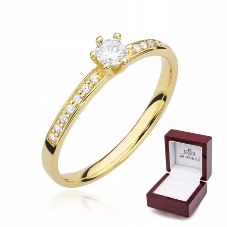 Złoty 585 Pierścionek Zaręczynowy Brylanty 0,17ct Złoty 585 Pierścionek Zaręczynowy Brylanty 0,17ct