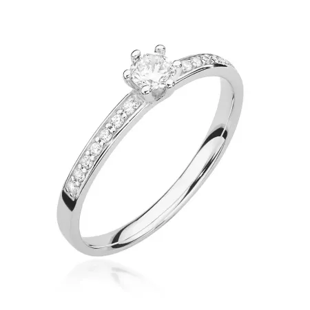 Złoty 585 Pierścionek Zaręczynowy Brylanty 0,17ct Złoty 585 Pierścionek Zaręczynowy Brylanty 0,17ct