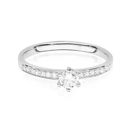 Złoty 585 Pierścionek Zaręczynowy Brylanty 0,17ct Złoty 585 Pierścionek Zaręczynowy Brylanty 0,17ct